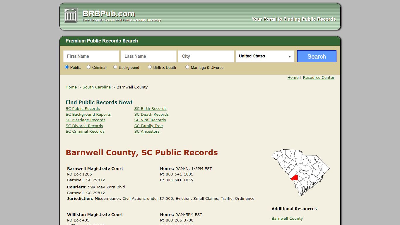 Barnwell County, SC Public Records - BRB Pub