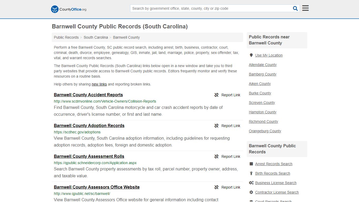 Barnwell County Public Records (South Carolina) - County Office