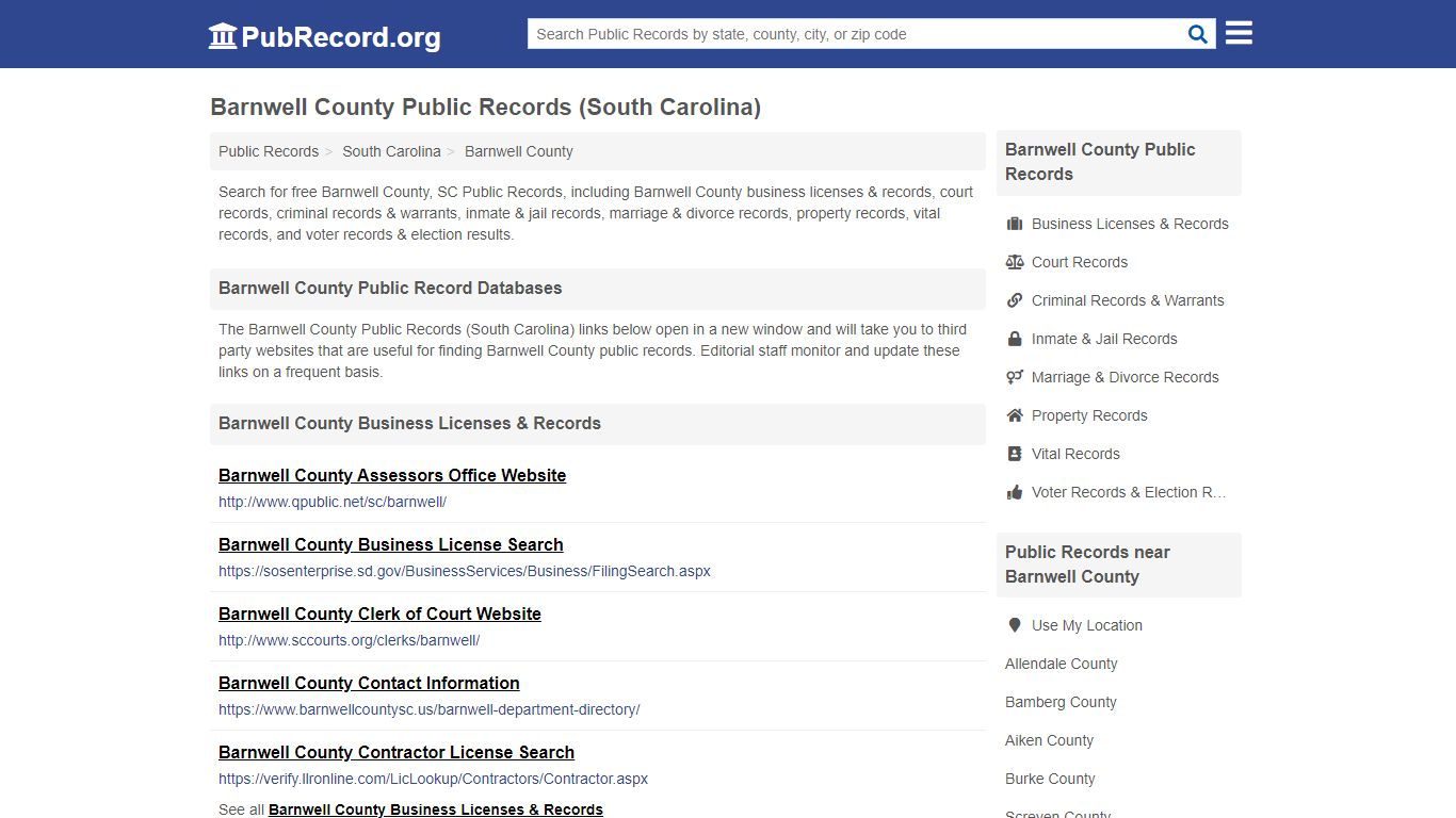 Barnwell County Public Records (South Carolina)