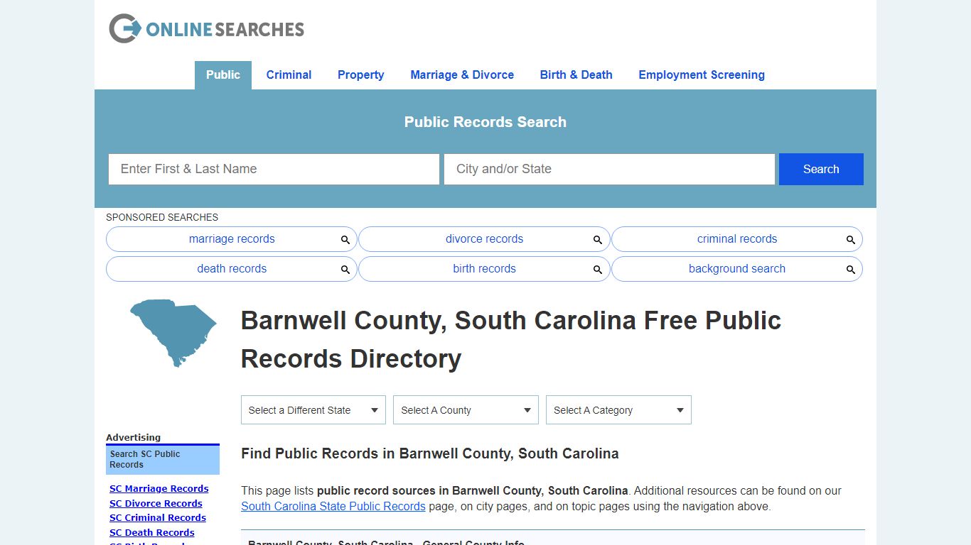 Barnwell County, South Carolina Public Records Directory