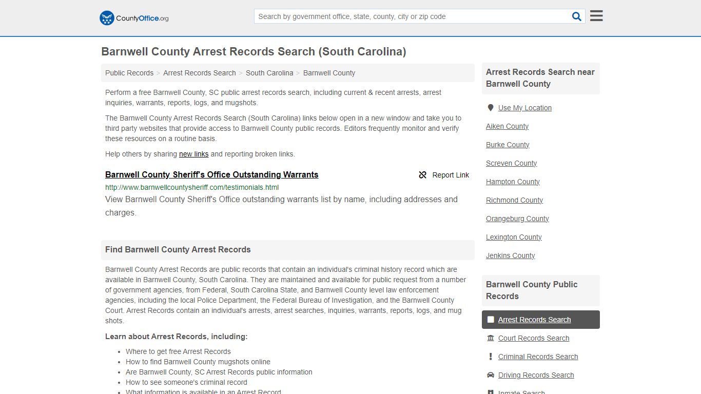 Arrest Records Search - Barnwell County, SC (Arrests & Mugshots)